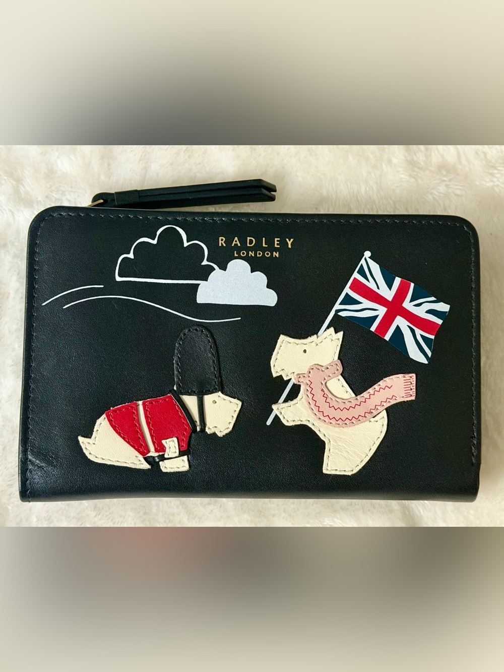RADLEY LONDON Radley on Parade Black Wallet with Union Jack & adorable terriers